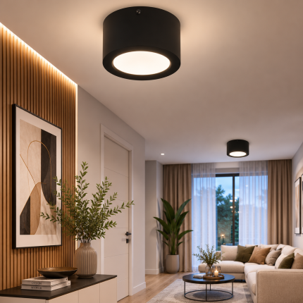 Spot aplicat cilindru LED 15W negru Sandra-15 din aluminiu, 1050 lm, lumină naturală 4200K