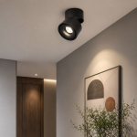 Spot aplicat cilindru LED orientabil 15W negru Layla-15 din aluminiu, 1200 lm, lumină naturală 4200K