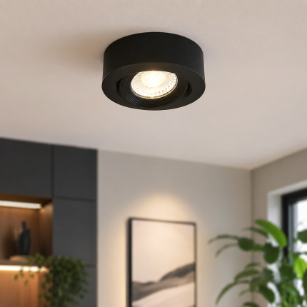 Spot aplicat cilindru LED orientabil 5W negru Nora Pro S-5 cu 3 temperaturi de culoare