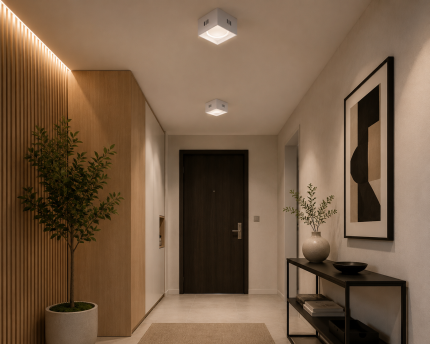 Spot aplicat cub LED 10W alb Sandra SQ-10 din aluminiu, difuzor mat, 700 lm, lumină naturală 4200K