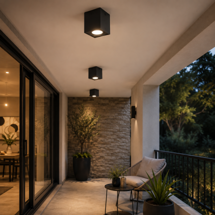 Spot aplicat cub LED 10W XL negru Sandra SQ-10 XL din aluminiu, difuzor mat, 700 lm, lumină naturală 4200K