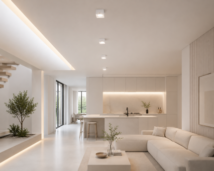 Spot aplicat cub LED 15W alb Sandra SQ-15 din aluminiu, difuzor mat, 1050 lm, lumină naturală 4200K
