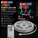 Bandă LED RGBIC MONSTER aprinsă cu efect de fugă de culori multicolor