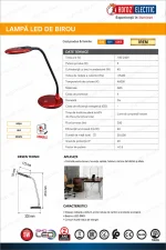 Lampă LED de Birou cu Lupă, Touch, Braț Flexibil, 3 Trepte Intensitate, 5W, 300 lm, 4600K, Roșu – IREM - imagine 5