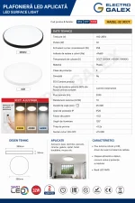 Fișă tehnică plafonieră LED albă, neagra HAZEL 32W 3CCT, 2240 lm