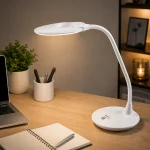 Lampă de birou LED dimabilă IREM Albă, touch, braț flexibil, 5W 300 lm