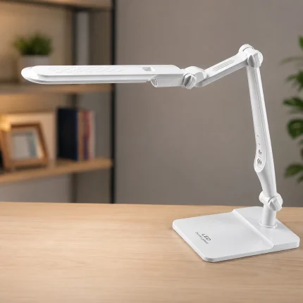 Lampă LED de birou 3CCT EBRU Albă, touch, braț articulat, 10W 600 lm