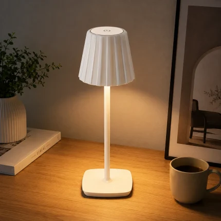 Lampă LED de masă touch reîncărcabilă albă MERIDA 3CCT
