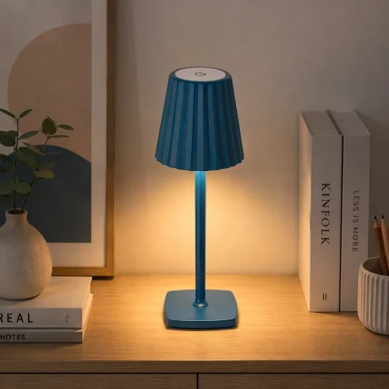 Lampă LED touch fără fir albastră MERIDA 3CCT, reîncărcabilă și dimabilă