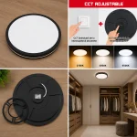 Plafonieră LED neagră 3CCT PASTEL 24W 30 cm detalii montaj