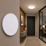 Plafonieră LED albă 32W 3CCT HAZEL, 38 cm, montată pe tavan hol