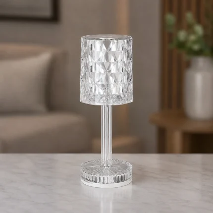 Veioză cu efect de cristal WANDA, LED touch, fără fir și 3CCT
