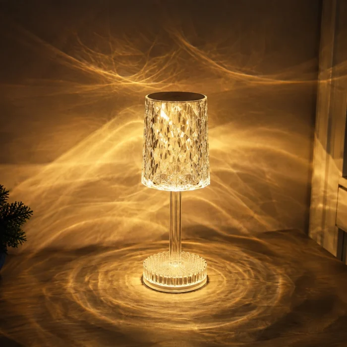 Veioză cu efect de cristal WANDA, LED touch, fără fir și 3CCT radianta